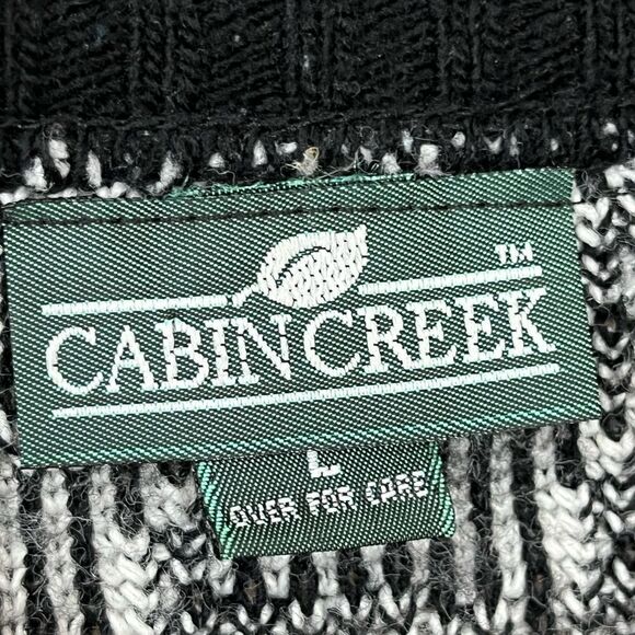Vintage 90’s Cabin Creek Artsy Bold Print Acrylic Cardigan Sweater L - Picture 6 of 7